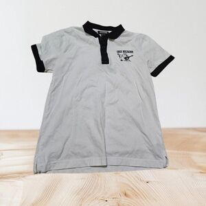 True Religion White Polo with Black Trim and Logo